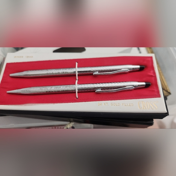 NIB The Cross 12k White Gold Filled Ball Point Pen & Pencil Set - Picture 1 of 5